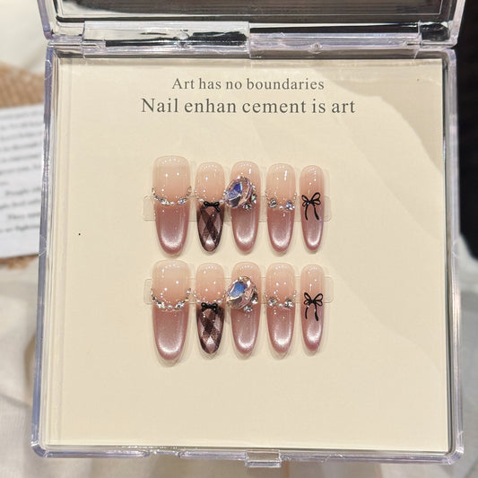 Gold Diamond Glitter Oval Press-On Nails