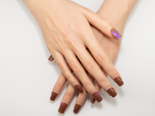 Magic Elixir Press-On Nails | Purple Gold Chameleon Cat Eye Square