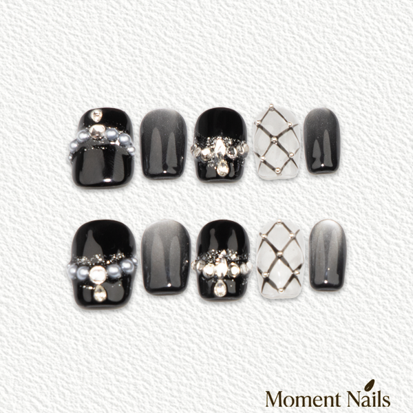 Classic Quilted Press-On Nails | Short Coffin Handmade Fake Nails