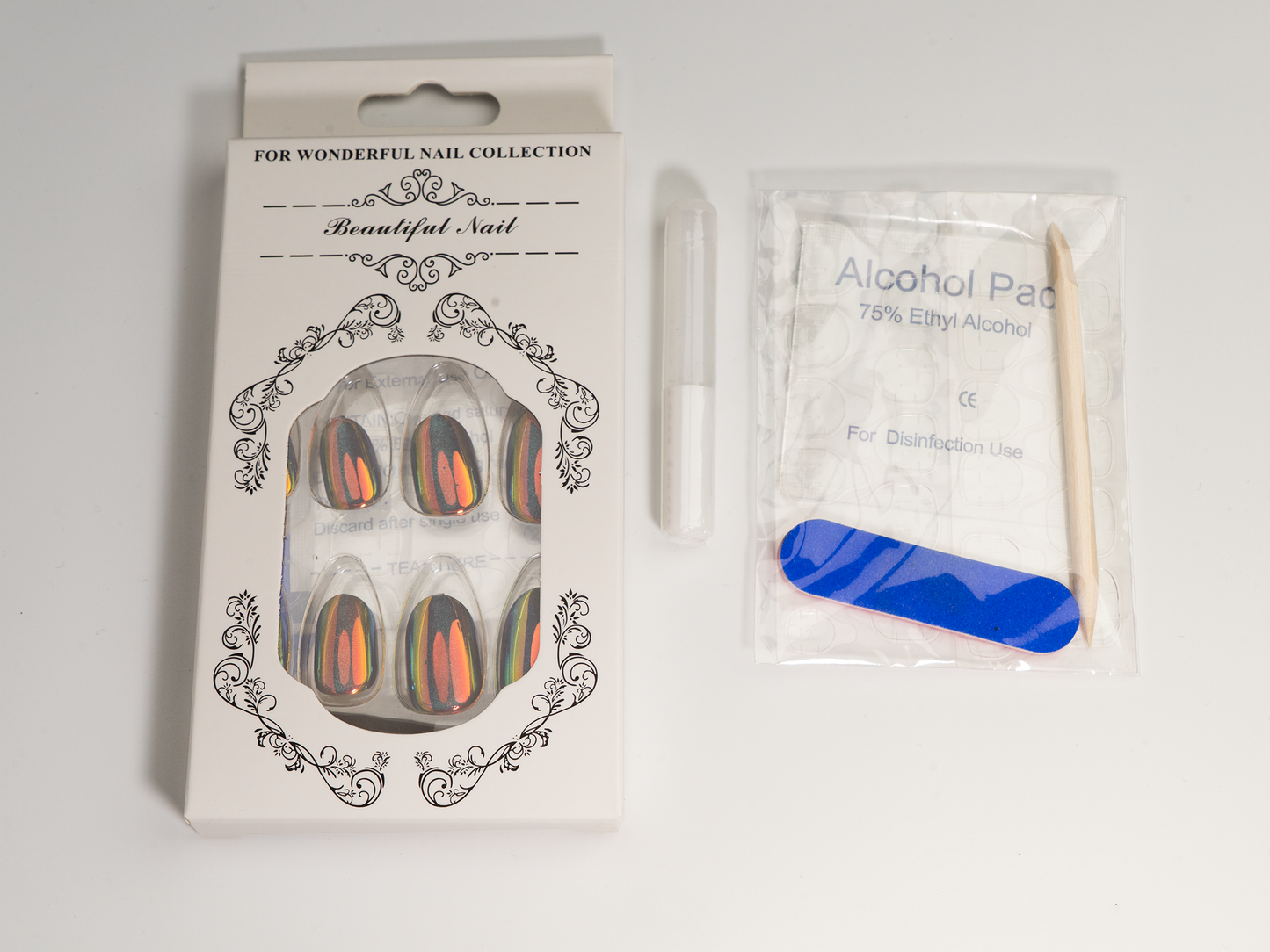 Nebula's Eye Press-On Nails | Purple Gold Chameleon Cat Eye Oval