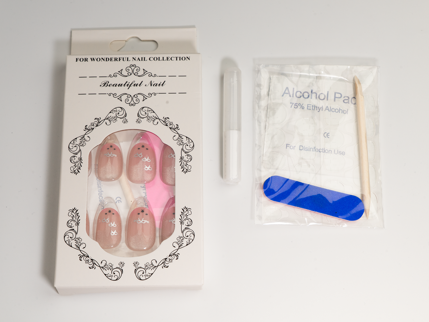 Pink Jelly Cat Eye Press-On Nails | Bow Accent | Oval