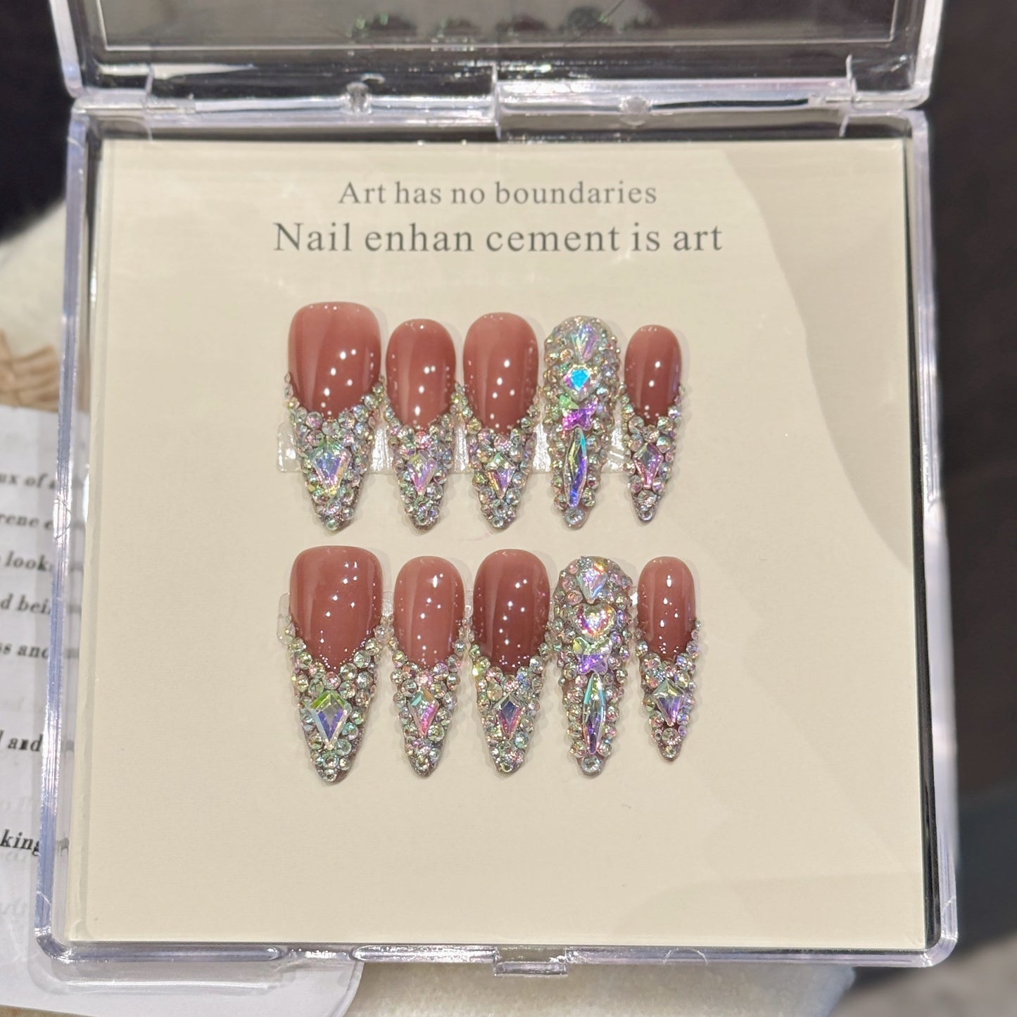 Pink Iridescent Gem Stiletto Press-On Nails