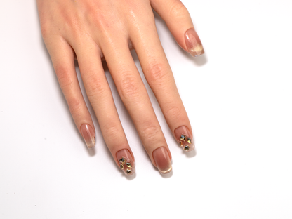 Stardust Dream Press-On Nails | Handmade Pink Gold Foil Cat Eye Square
