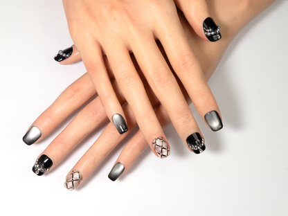 Classic Quilted Press-On Nails | Short Coffin Handmade Fake Nails