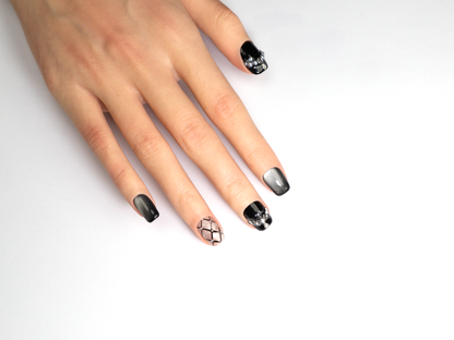 Classic Quilted Press-On Nails | Short Coffin Handmade Fake Nails