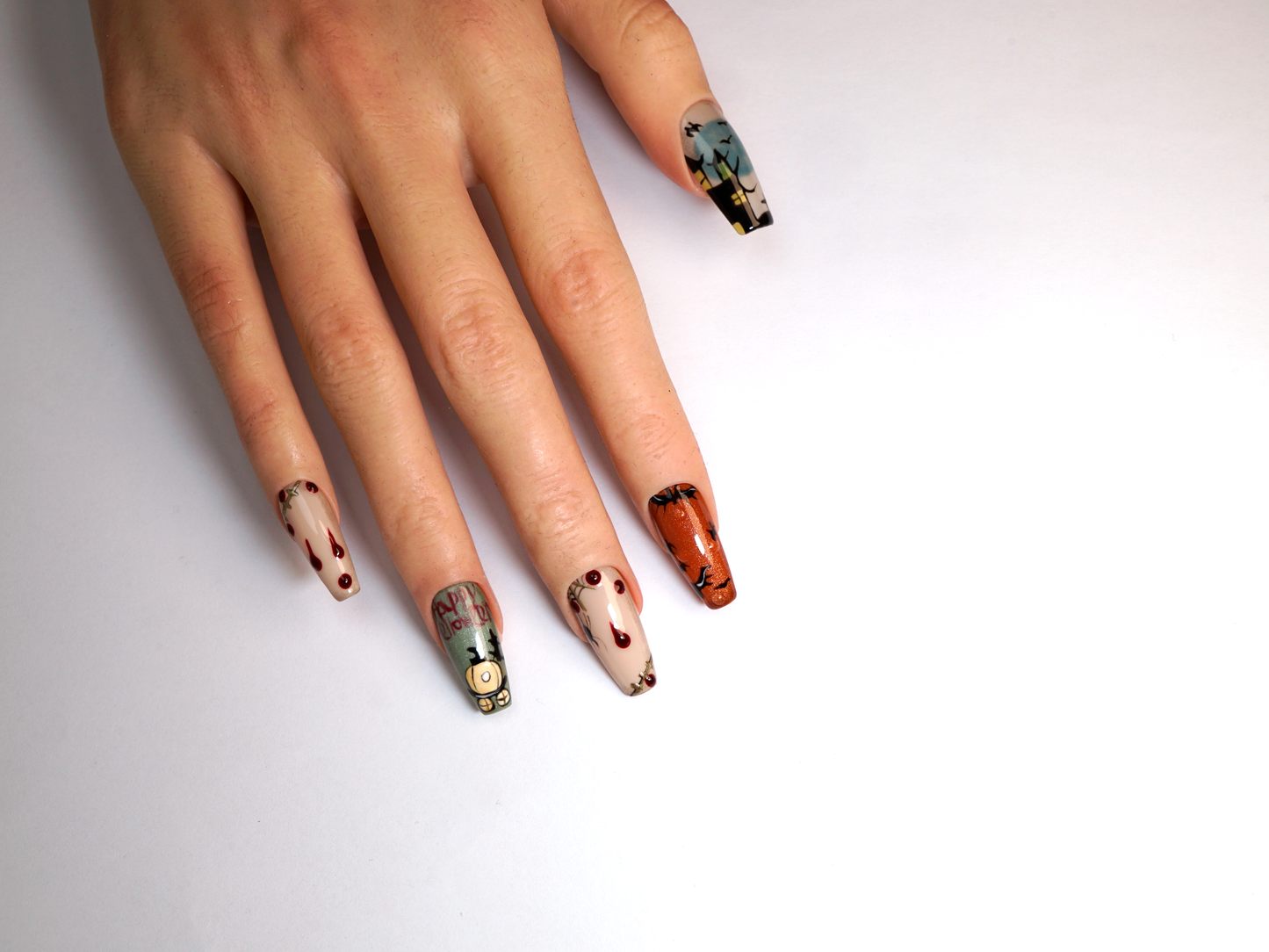 Halloween Cartoon Press-On Nails | Handmade Painted Art