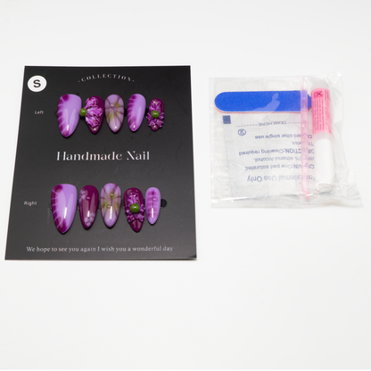 3D Flower Almond Press-On Nails