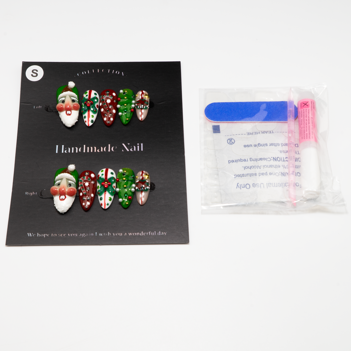 Handmade Christmas Almond Nails