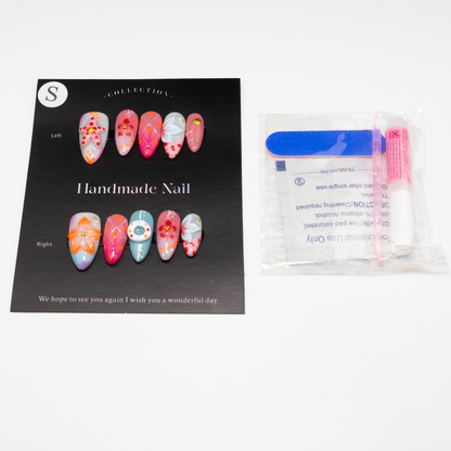 3D Flower Starfish Almond Press-On Nails