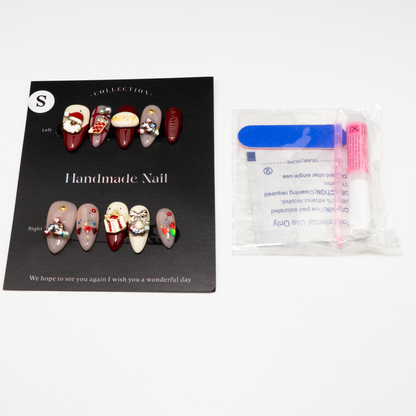 Christmas Red & White Snowman Snowflake Press-On Nails