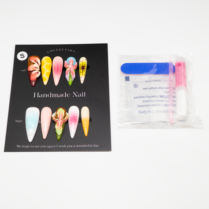 3D Flower Gradient Design Press-On Nails