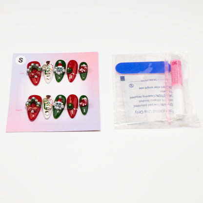 Christmas Almond Press-On Nails