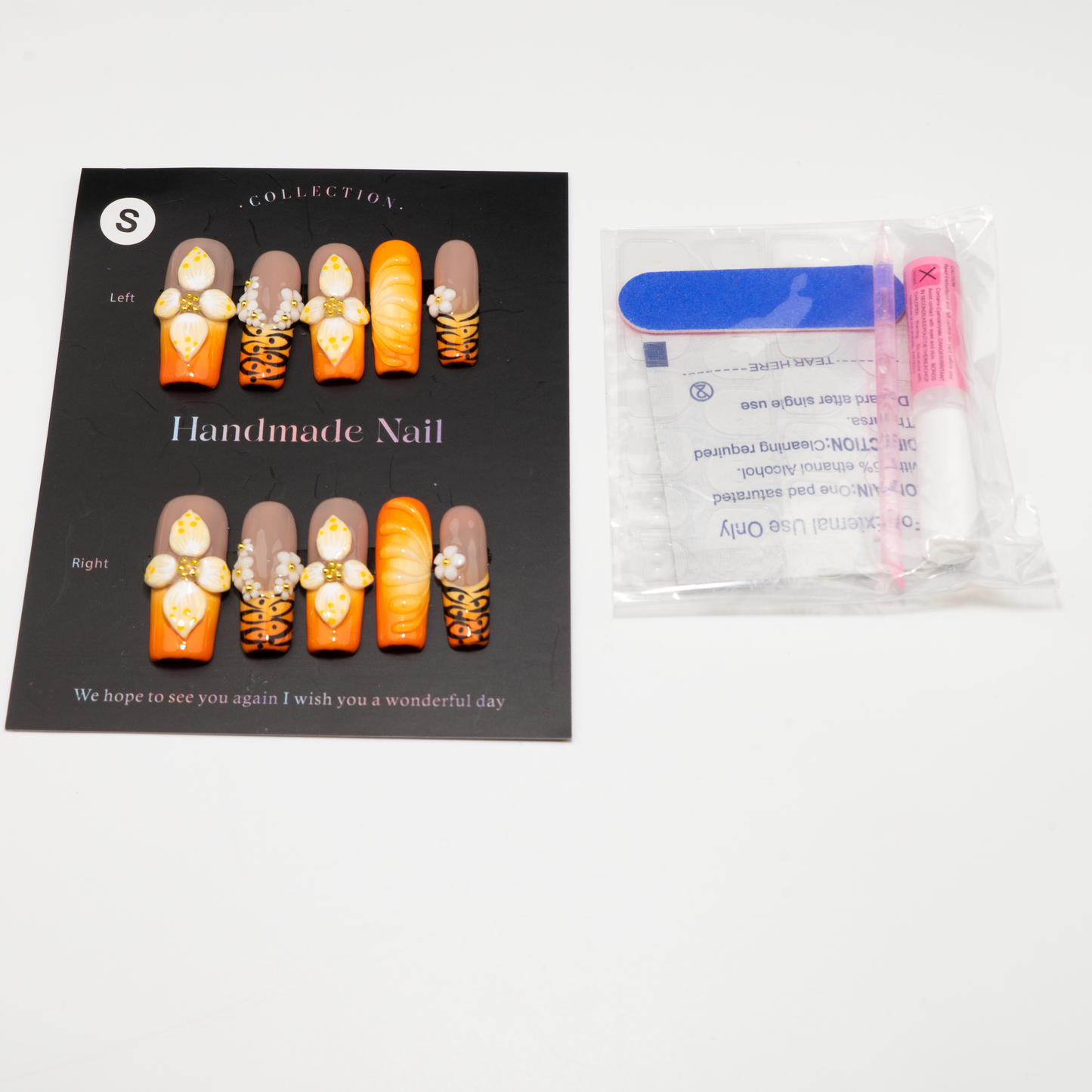 Orange Trapezoid Press-On Nails