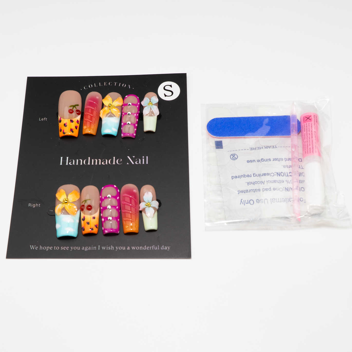 3D Flower Leopard Cherry  Press-On Nails