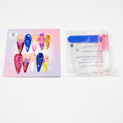 3D Flower Rhinestone Deco Press-On Nails