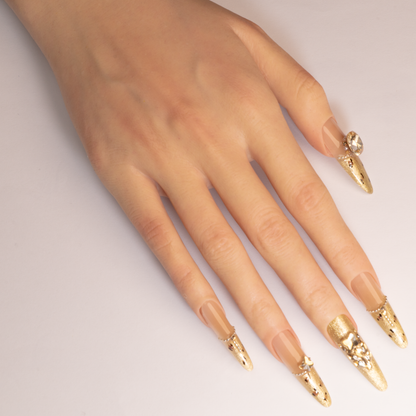 Luxury Gold Diamond Stiletto Press-On Nails
