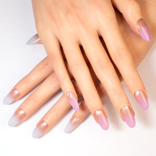 Pink Gradient Oval Press-On Nails