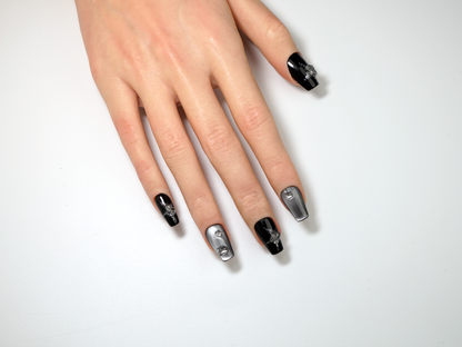 Stardust Meteor Press-On Nails | Handmade Cat Eye Starburst Coffin