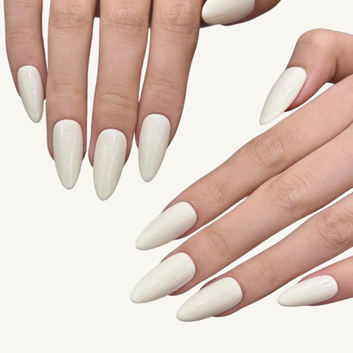 Minimalist Off-White Press-On Nails | Handmade Classic | Almond