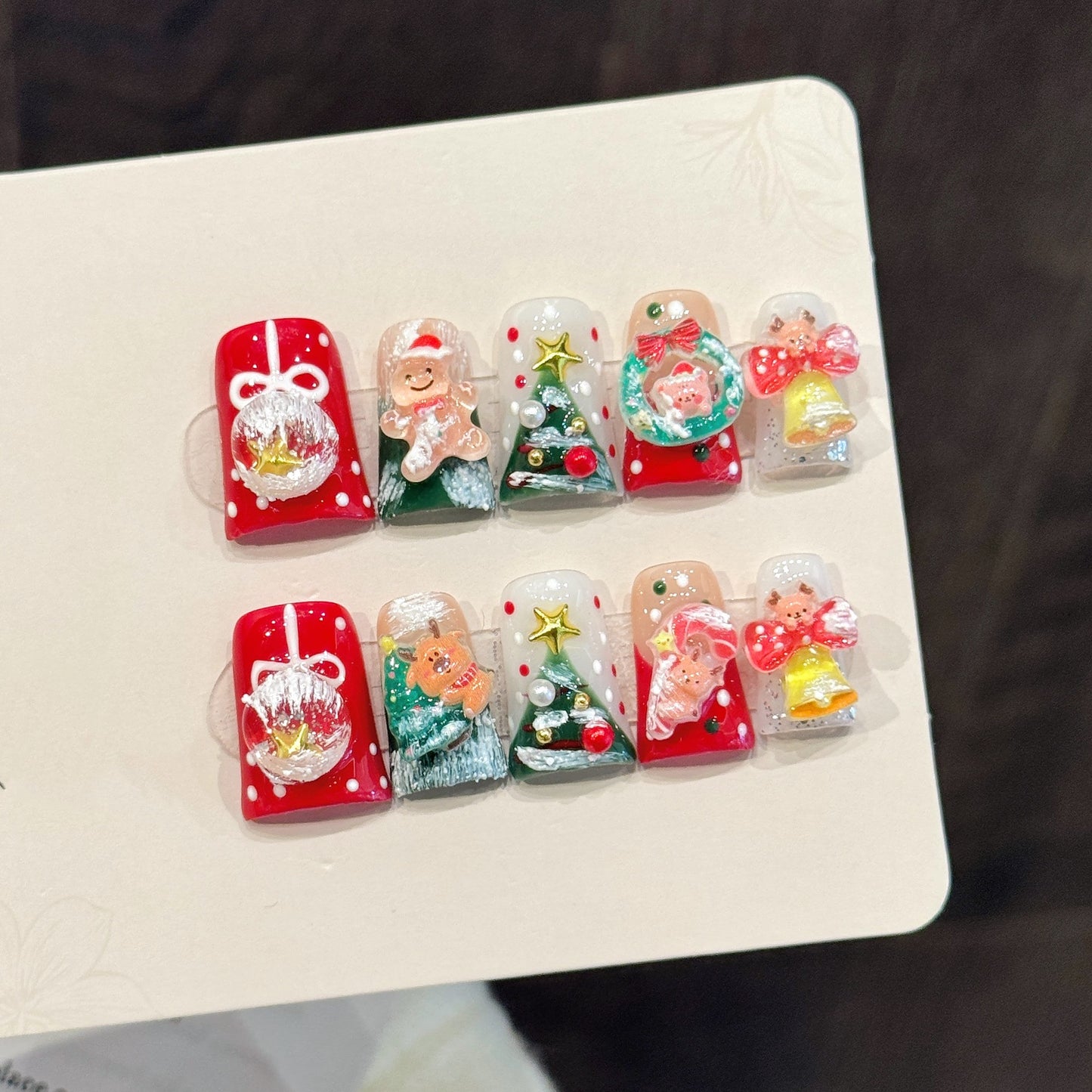 Christmas Theme Square Press-On Nails