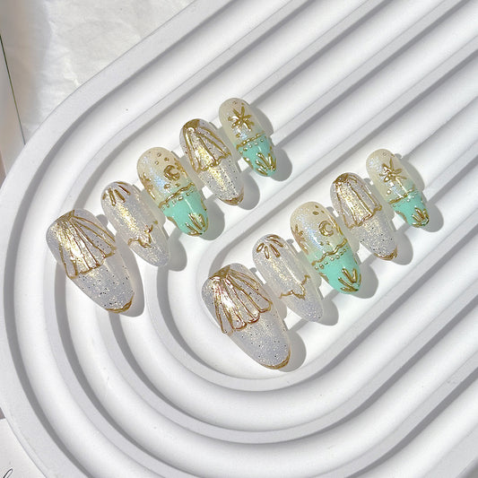 Gilded Mint Oval Press-On Nails