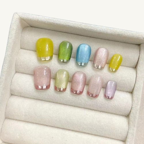 Candy Smoothie Press-On Nails | French Short Handmade Fake Nails