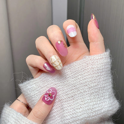 Pink-Purple Sweet-Cool Square Press-On Nails