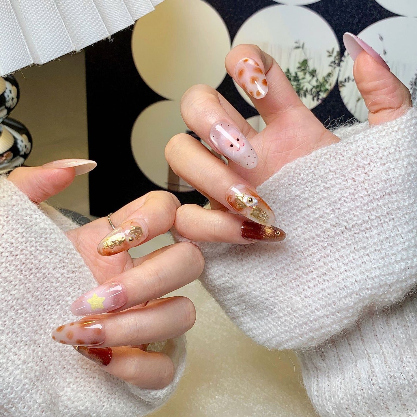 Pink-Brown Sheer Dreamy Fairy Press-On Nails