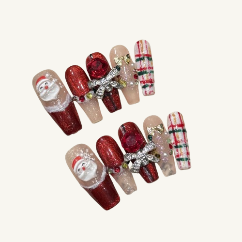 Christmas Adventure Press-On Nails | Luxury Long Handmade Fake Nails