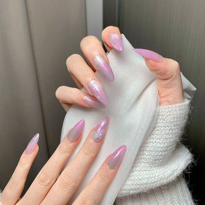 Pink-Purple Glitter Stiletto Press-On Nails