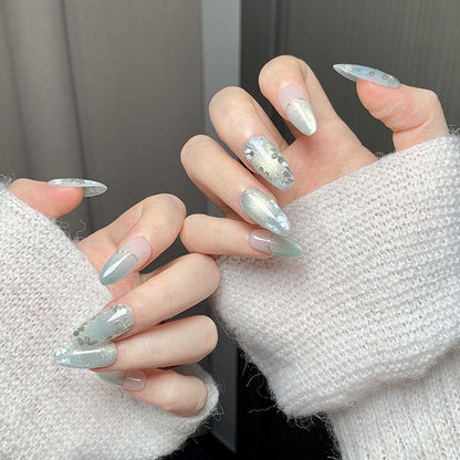 Light Green Glitter  Press-On Nails