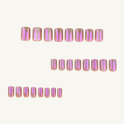 Magic Elixir Press-On Nails | Purple Gold Chameleon Cat Eye Square