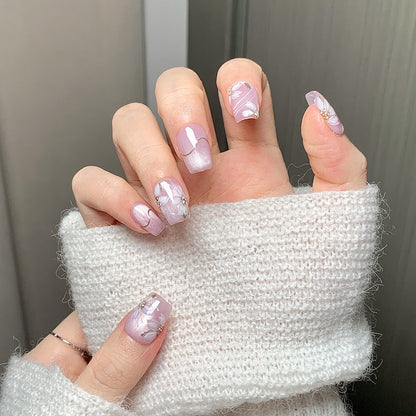 Lavender Floral Square-Round Press-On Nails