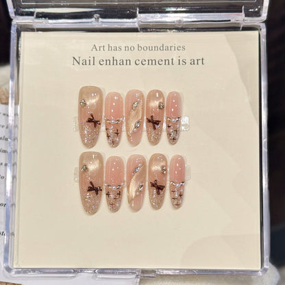 Nude Pink Gold Cross Press-On Nails