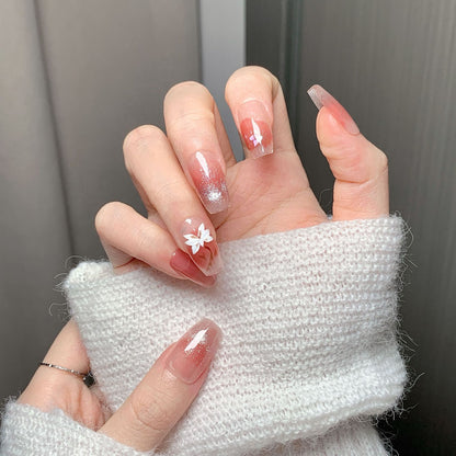 Pink Gradient Floral  Press-On Nails