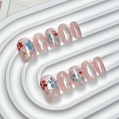 Pastel Floral  Square Press-On Nails