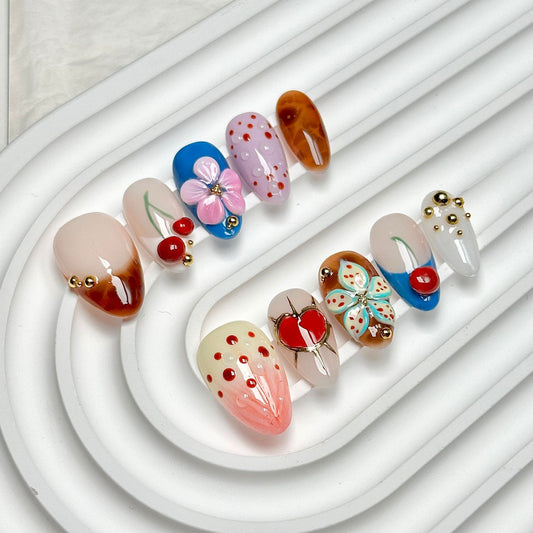 Colorful Cute Short Almond Press-On Nails