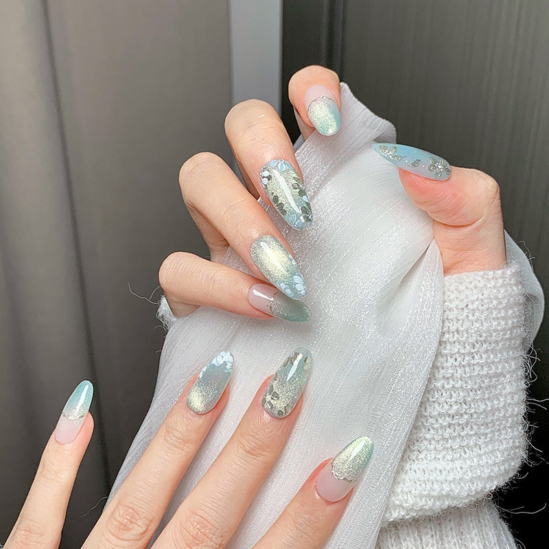 Light Green Glitter  Press-On Nails