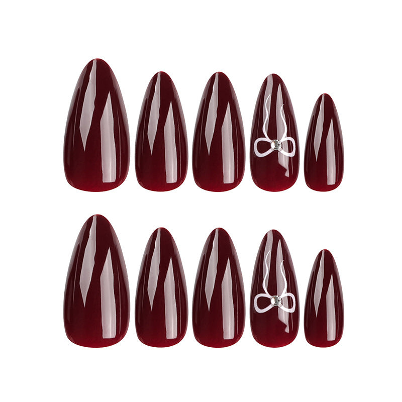 Wine Red Solid Color Minimalist Press-On Nails