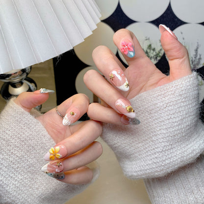 Seaside Short Almond Press-On Nails