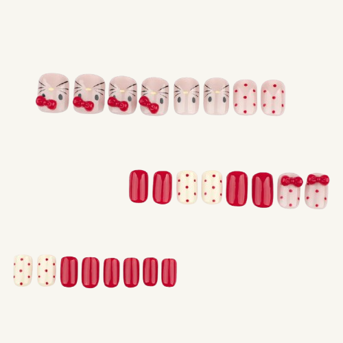 Red Bow Press-On Nails | Short Square
