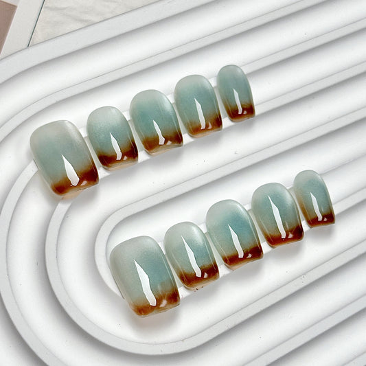 Light Celadon Gradient  Press-On Nails