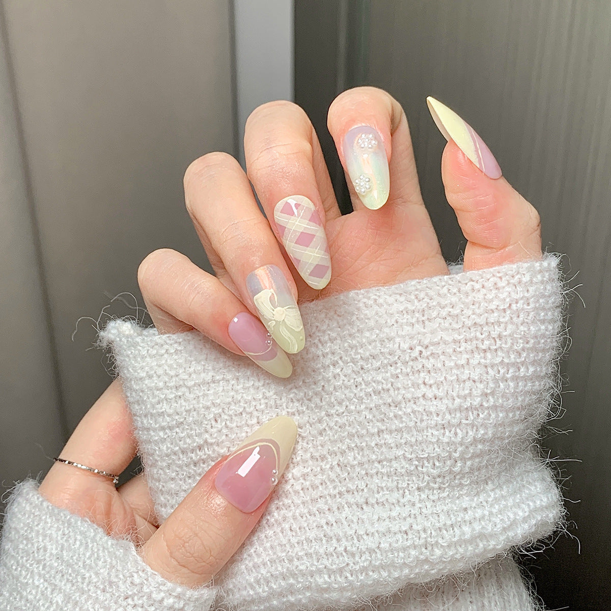 Pink-Yellow Gradient Fresh Press-On Nails