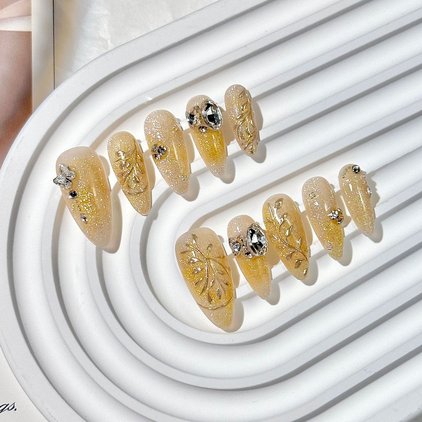 Gilded Almond Luxury Press-On Nails