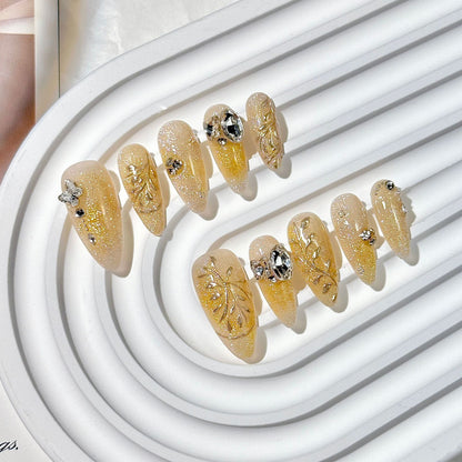 Gilded Almond Luxury Press-On Nails