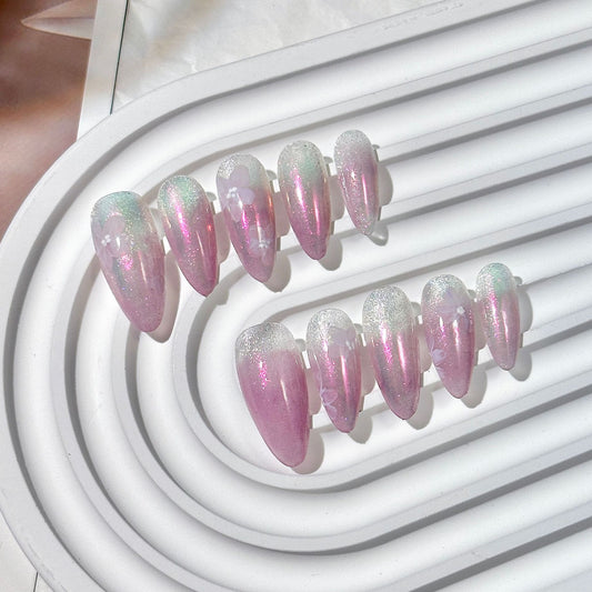 Pink-Purple Glitter Stiletto Press-On Nails