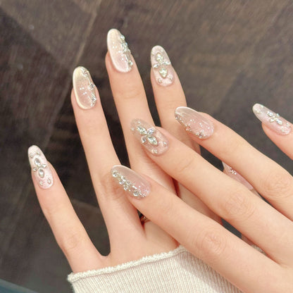 Pink Diamond Oval Press-On Nails