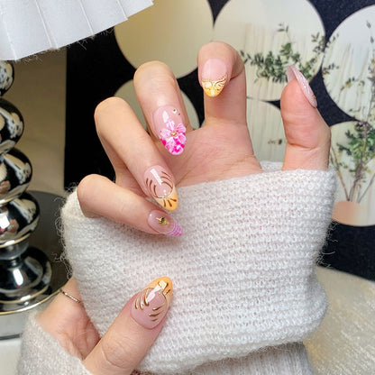Pastel Floral Short Almond Press-On Nails