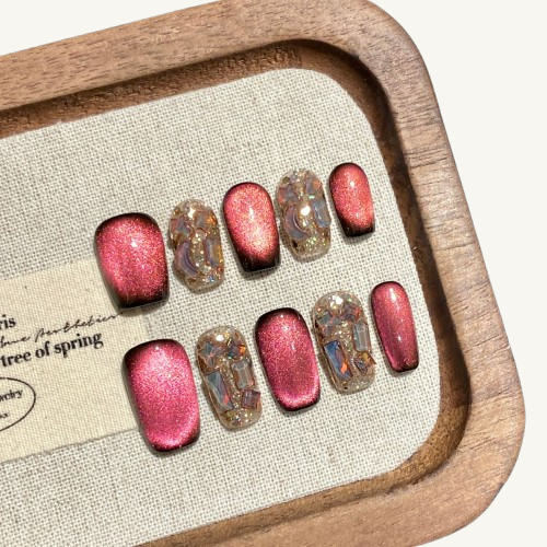 Magic Potion Press-On Nails | Handmade Cat Eye Crystal Shard