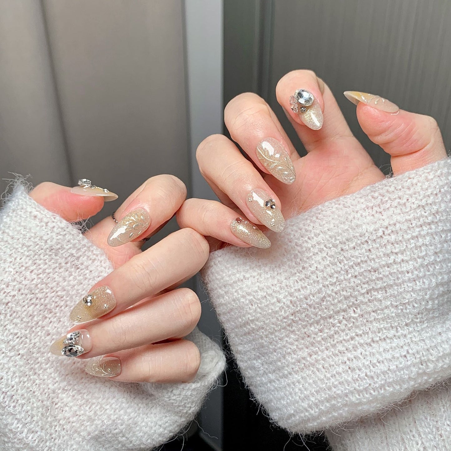 Gilded Almond Luxury Press-On Nails